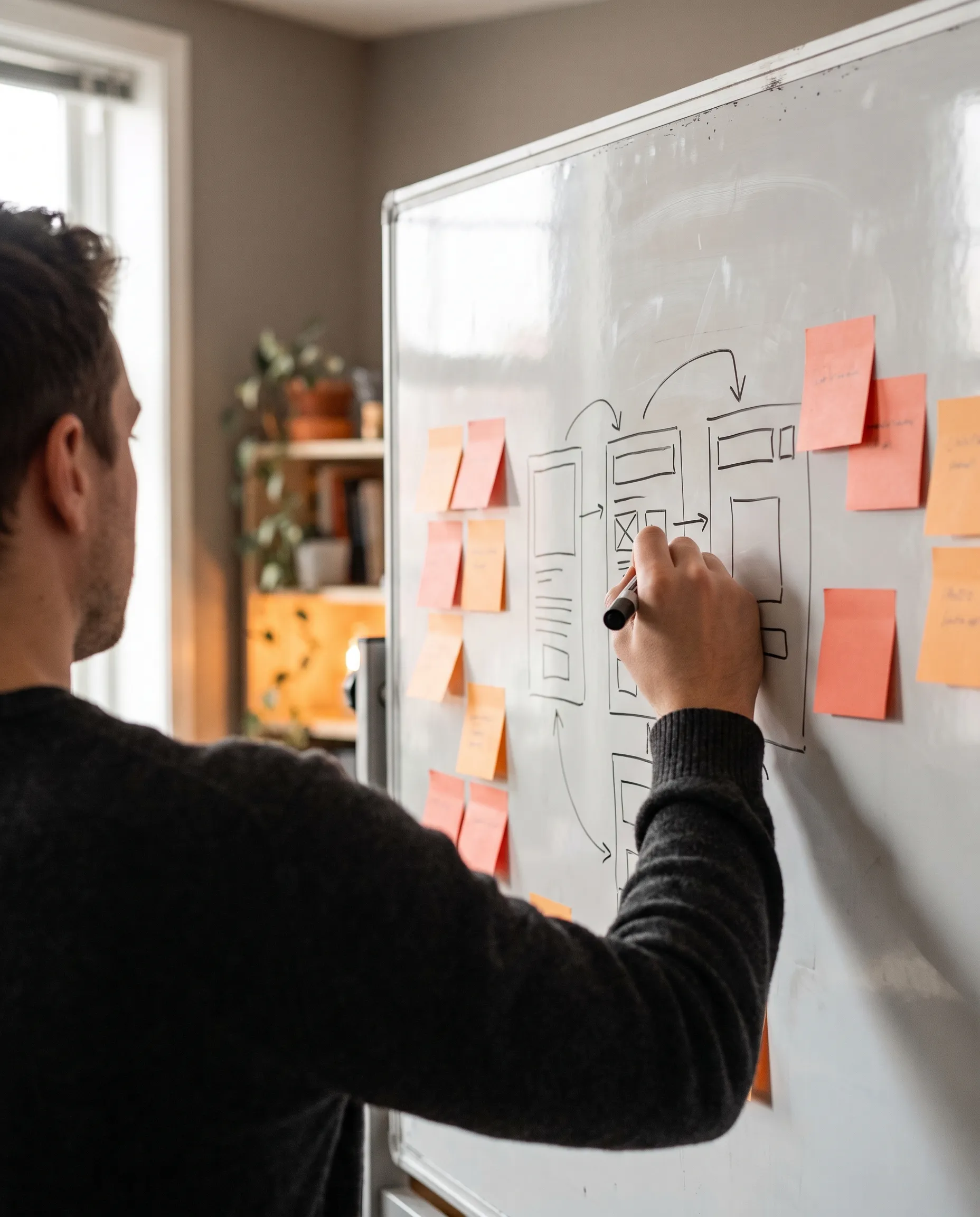 Sketching a web layout on a whiteboard